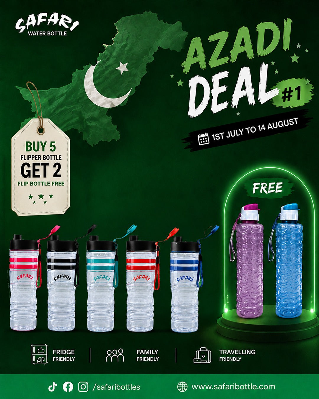 Azadi Offer # 1 - Flipper Bottle Buy 5 Get 2 Free