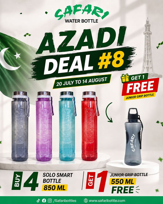 Azadi Offer # 8 - Solo Smart Bottle (850 Ml) Buy 4 Get 1 Junior Grip Bottle Free